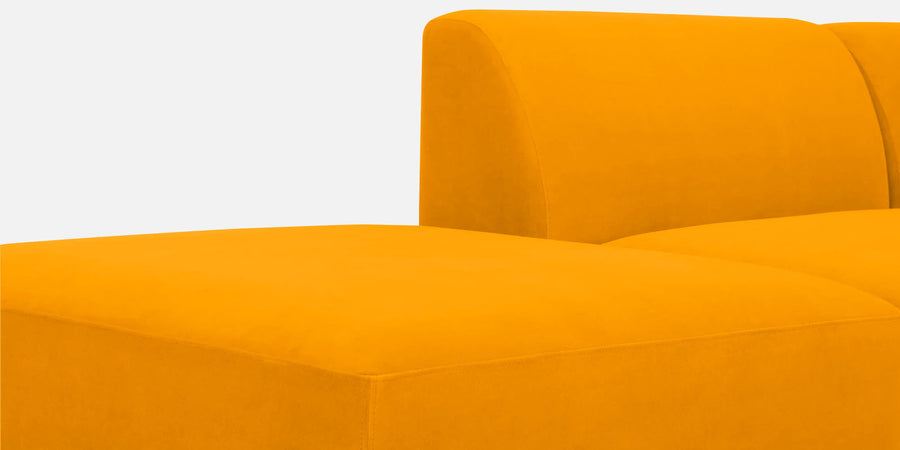 Bufa Velvet Lhs Sectional Sofa In Saffron Yellow Colour With Ottoman - Febonic Living
