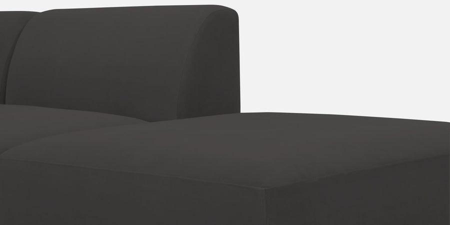 Bufa Velvet Rhs Sectional Sofa In Hory Grey Colour With Ottoman - Febonic Living