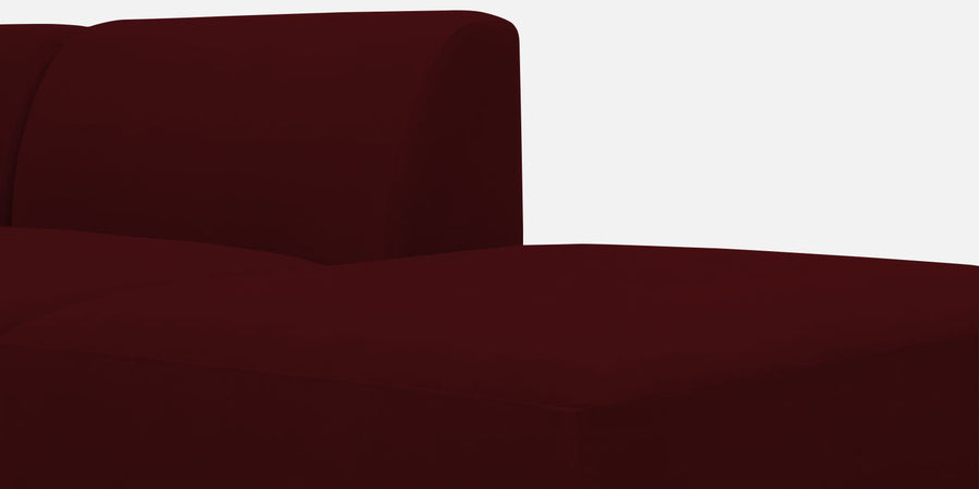 Bufa Velvet Rhs Sectional Sofa In Dark Maroon Colour With Ottoman - Febonic Living