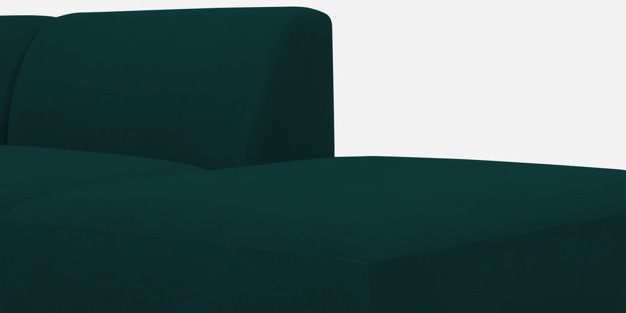 Bufa Velvet Rhs Sectional Sofa In Forest Green Colour With Ottoman - Febonic Living