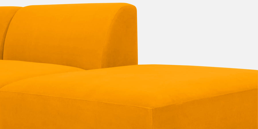 Bufa Velvet Rhs Sectional Sofa In Saffron Yellow Colour With Ottoman - Febonic Living