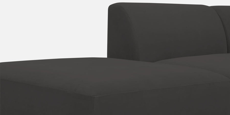Bufa Velvet Lhs Sectional Sofa In Hory Grey Colour With Ottoman - Febonic Living