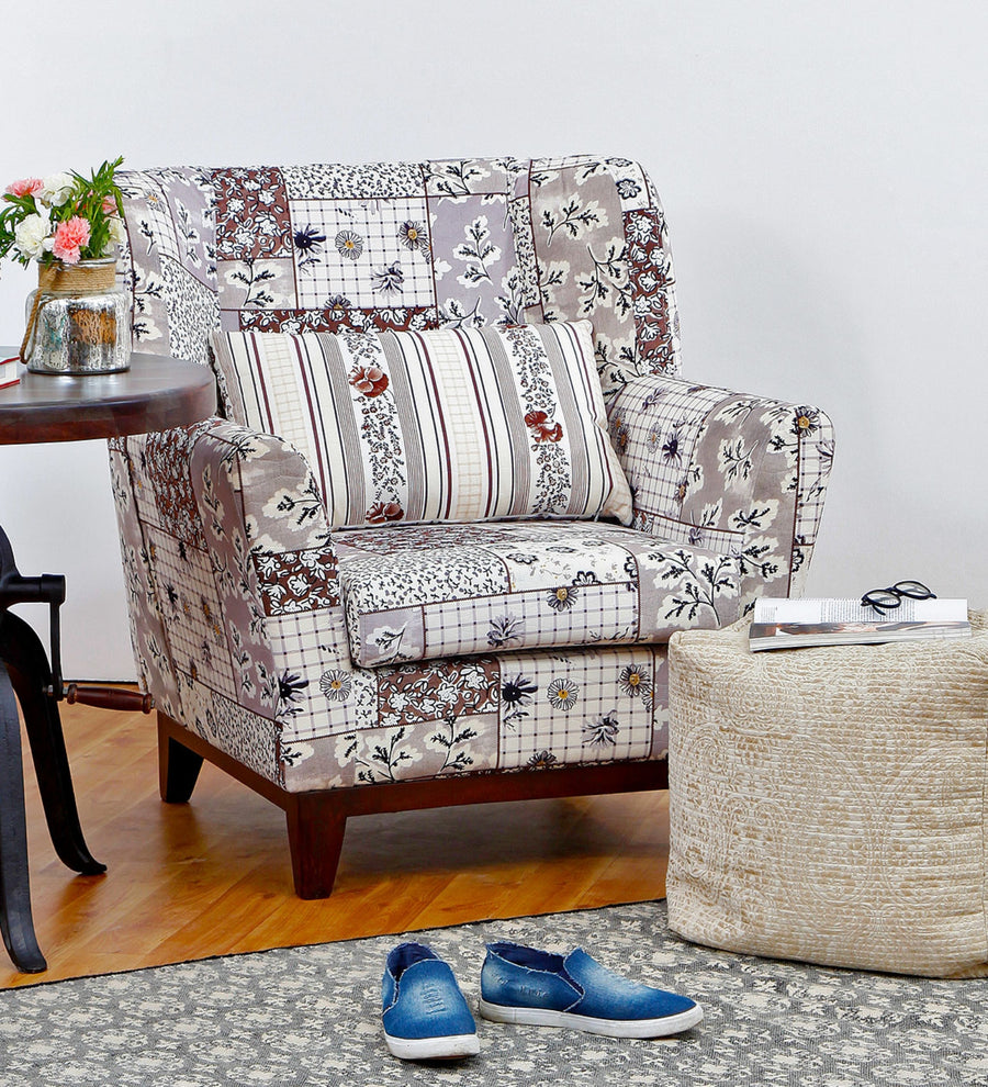 Mora Floral Print Fabric Arm Chair - Multi by Febonic Living