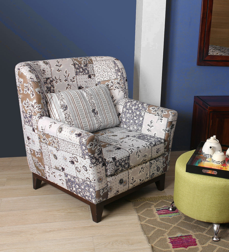 Mora Floral Print Fabric Arm Chair In Multi Colour - Febonic Living
