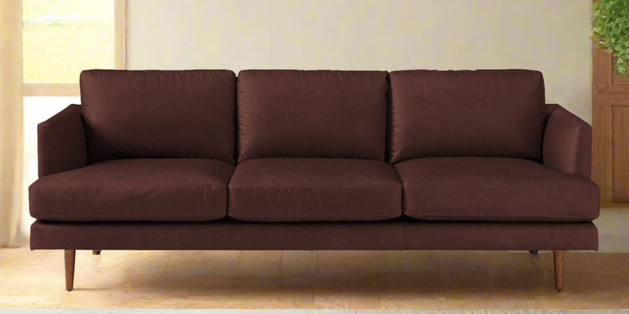 Sterio Leatherette 3 Seater Sofa In Wine Brown Colour - Febonic Living