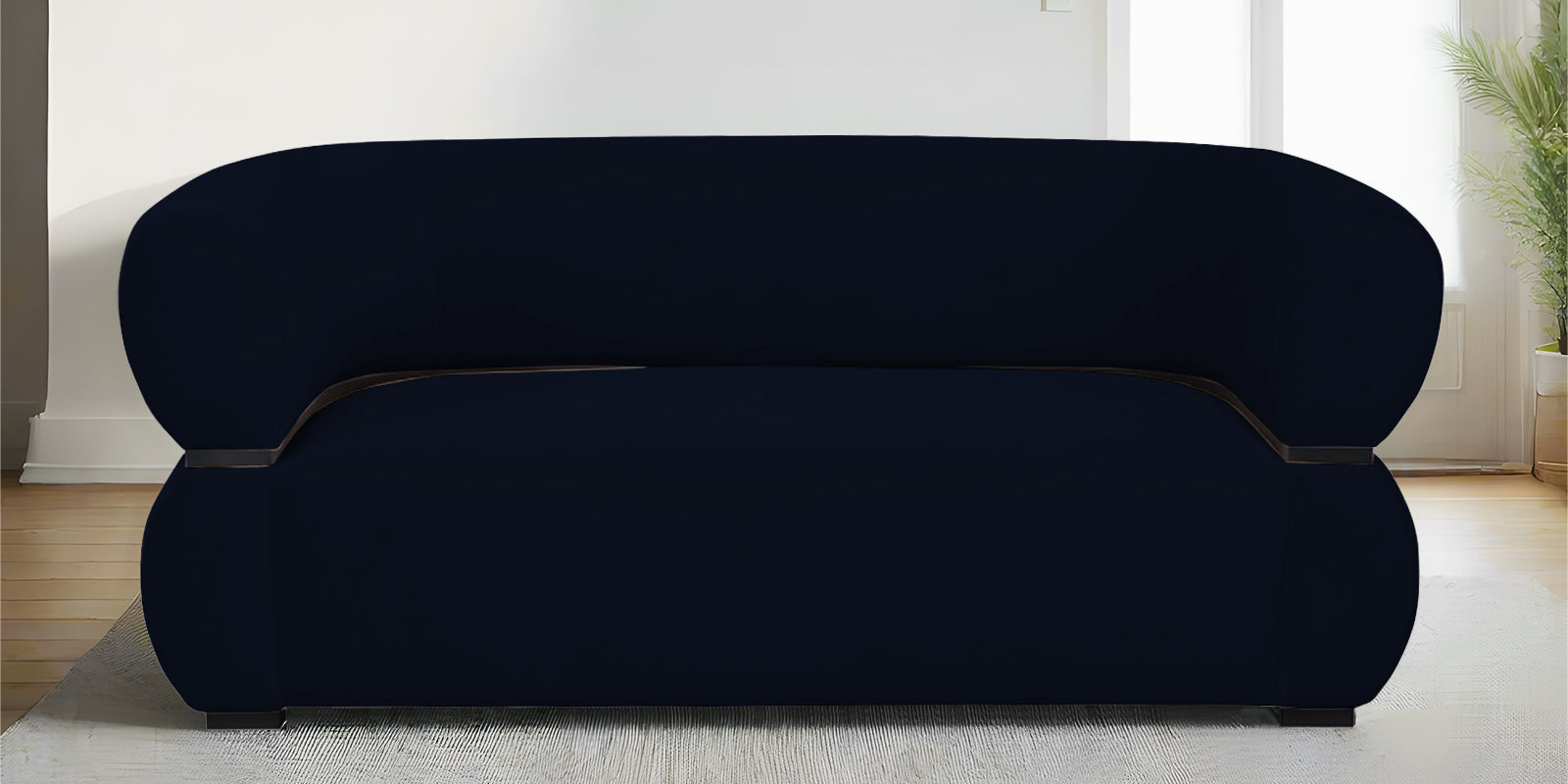 Kula Velvet 2 Seater Sofa In Dark Blue Colour