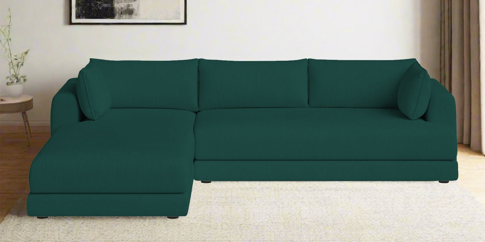 Ziggy Fabric RHS Sectional Sofa (3+Lounger) in Sage Green Colour