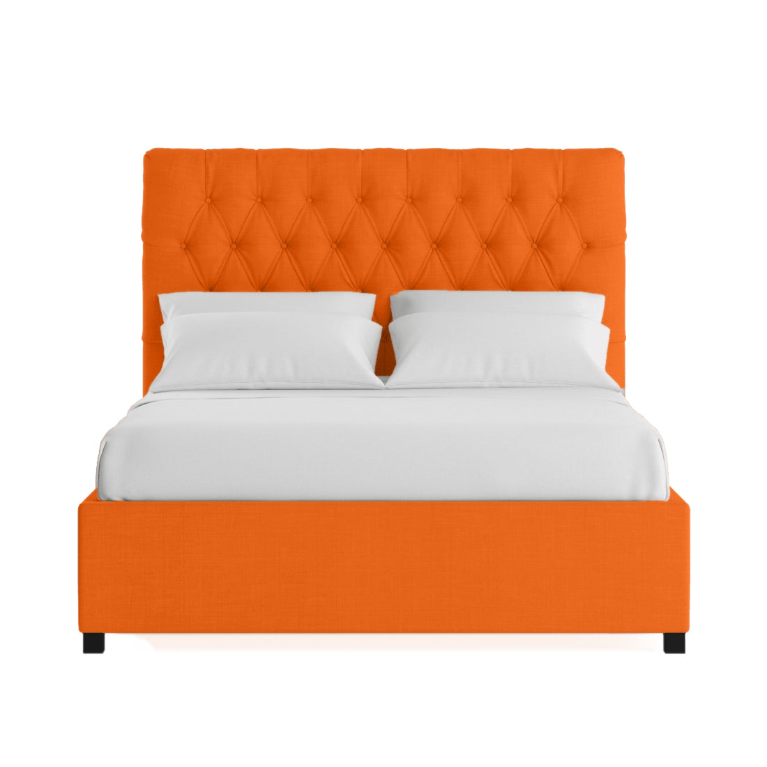 Sinu Fabric King Size Bed In Vivid Orange Colour With Storage Box