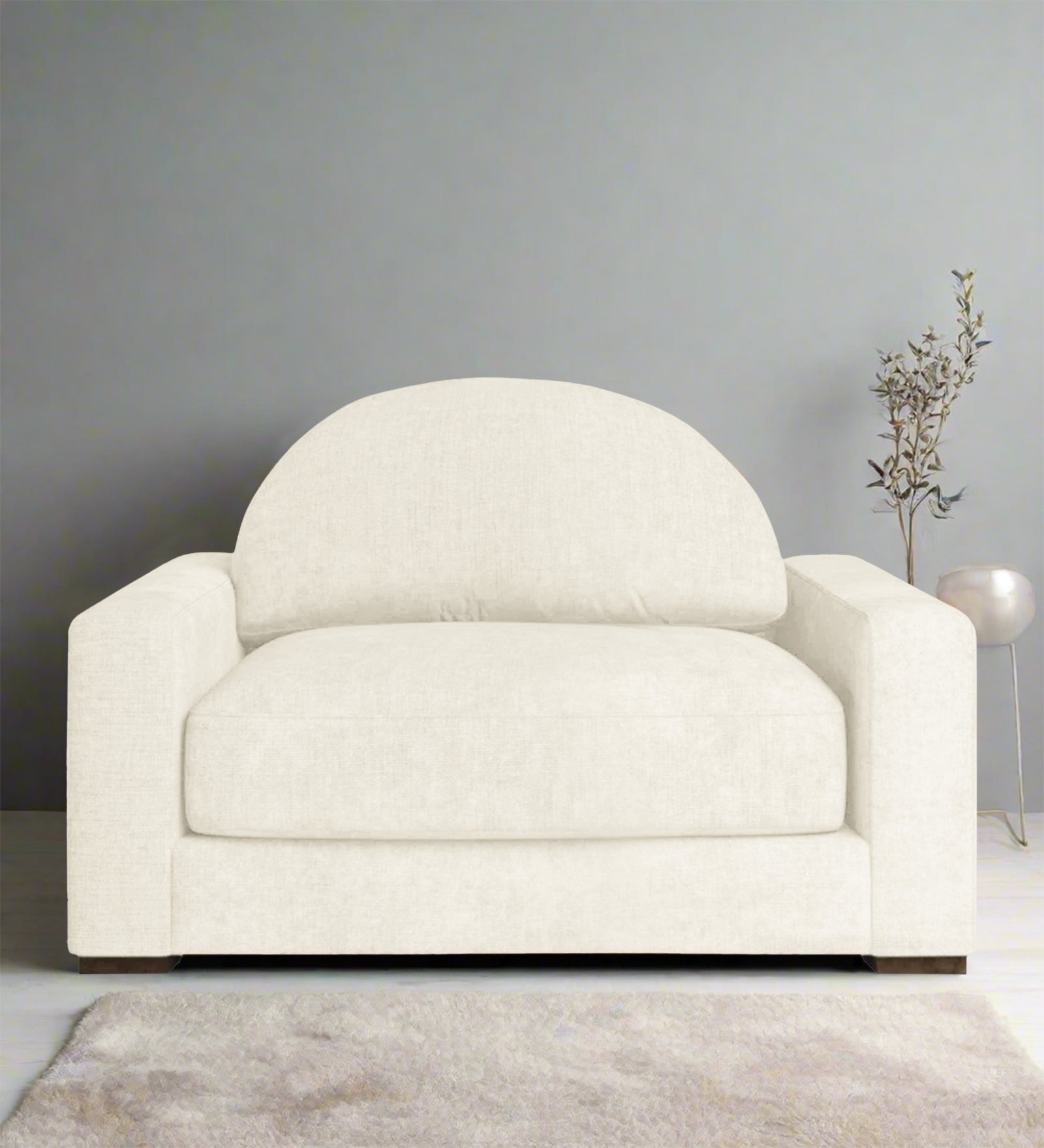 Adara Fabric 1 Seater Sofa In Ivory Cream Colour