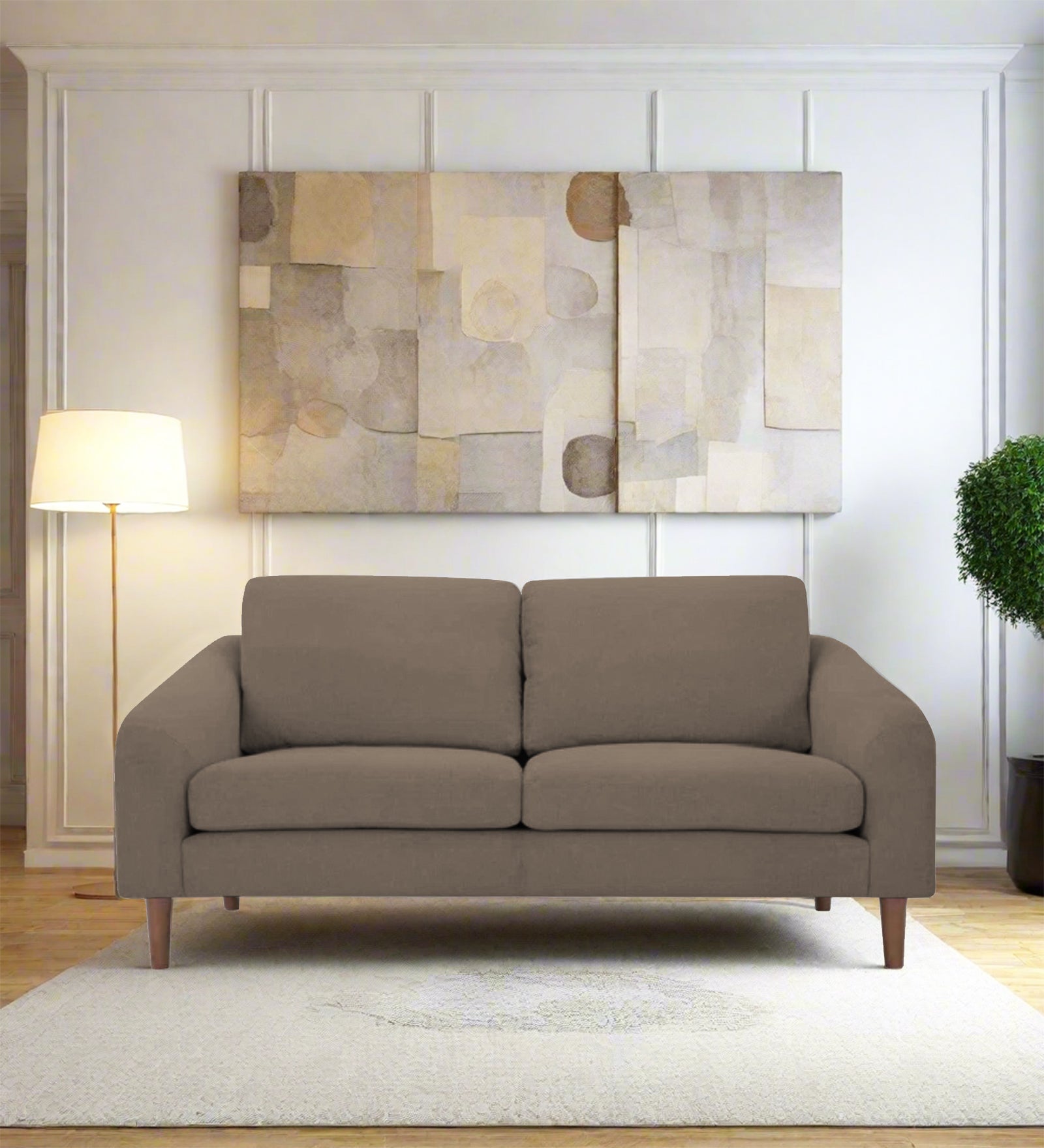 Elara Fabric 2 Seater Sofa in Hazel Beige Colour - Febonic Living