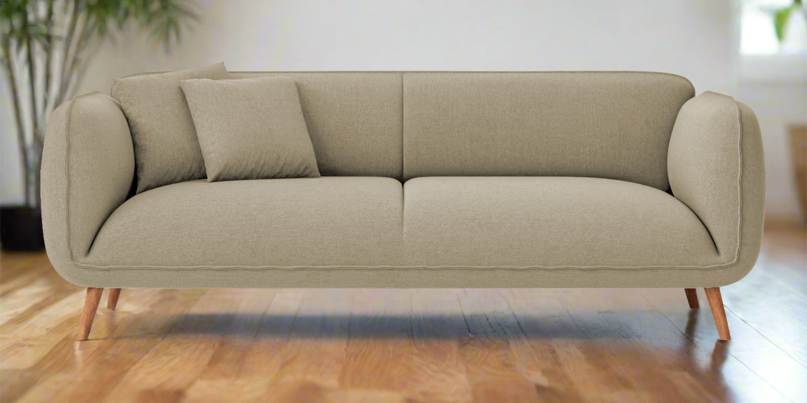 Zia Fabric 3 Seater Sofa In Honey Beige Colour