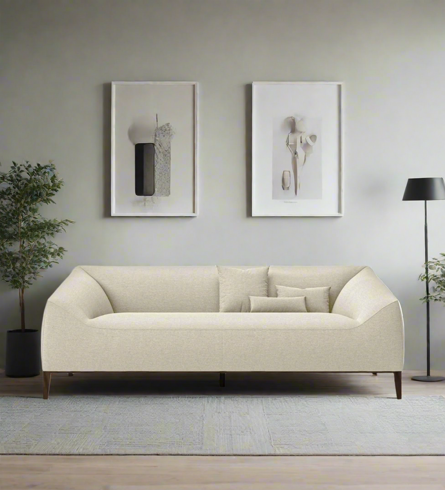 Gamo 3 Seater Fabric Sofa - Ivory Cream by Febonic Living