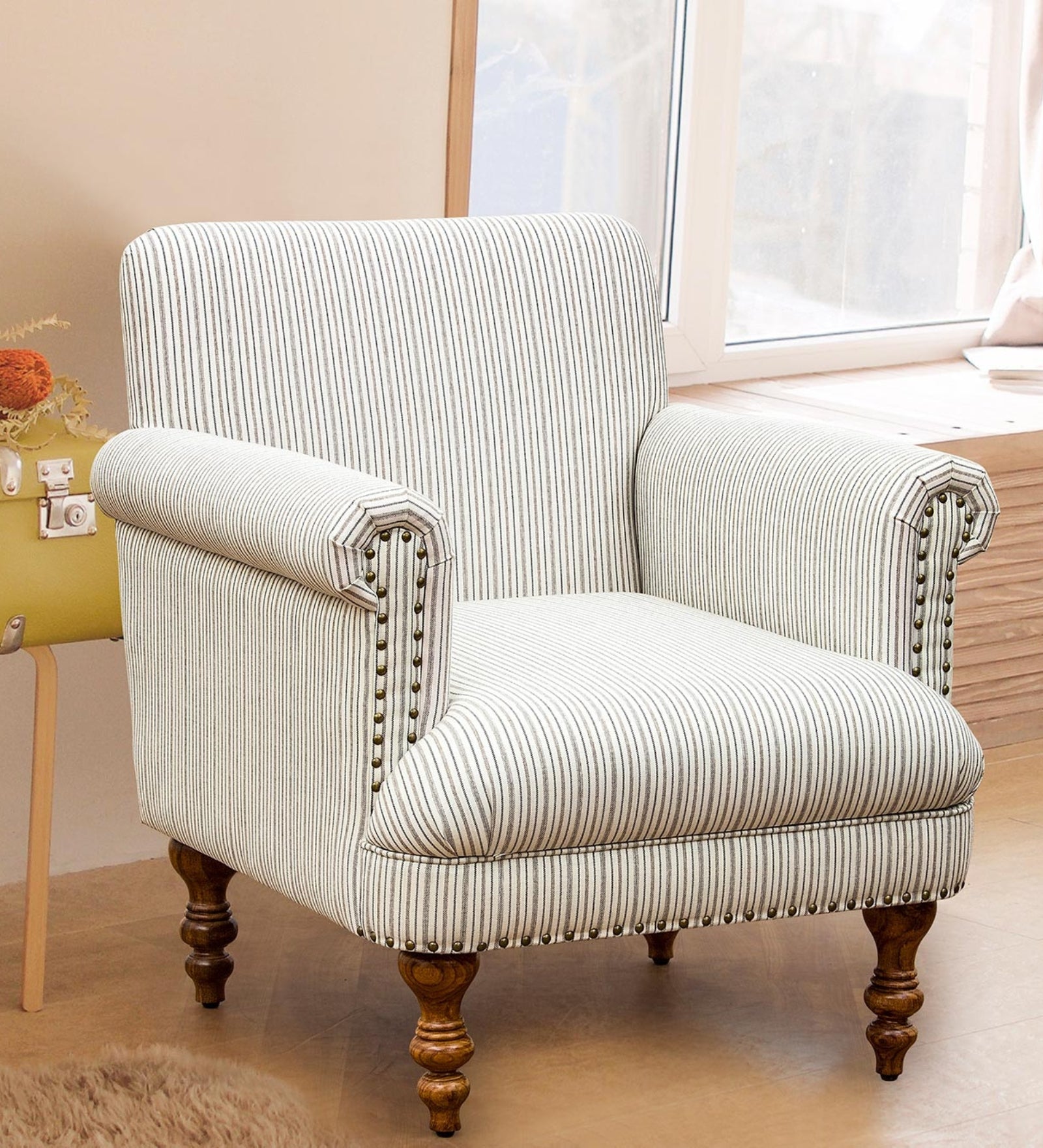 Jensen Printed Fabric Accent Chair in White Colour