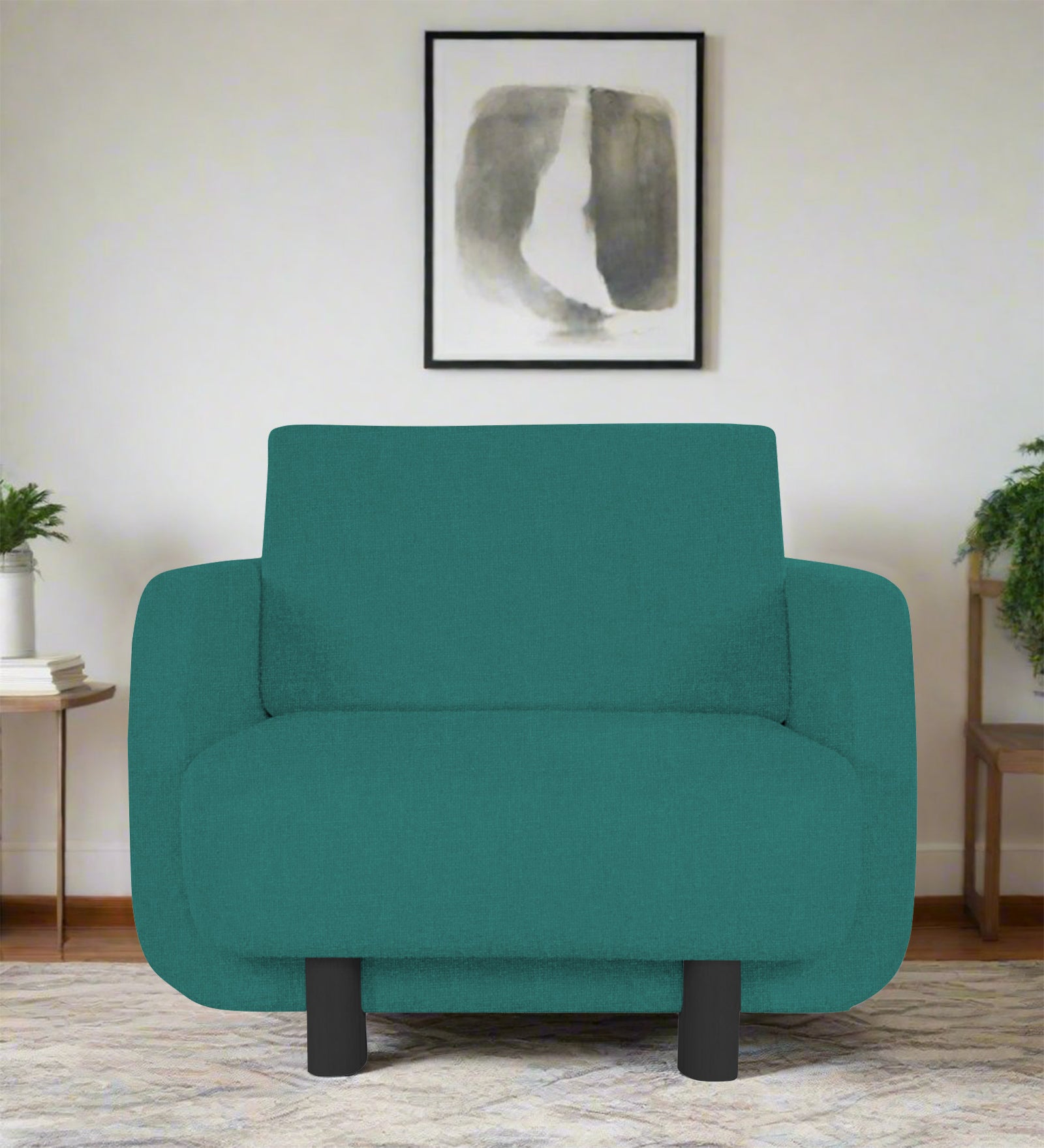 Amara Fabric 1 Seater Sofa In Sea Green Colour