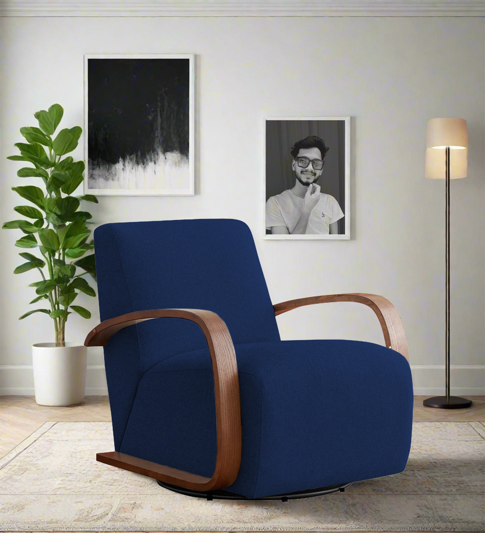 Balma Fabric Swivel Chair in Royal Blue Colour