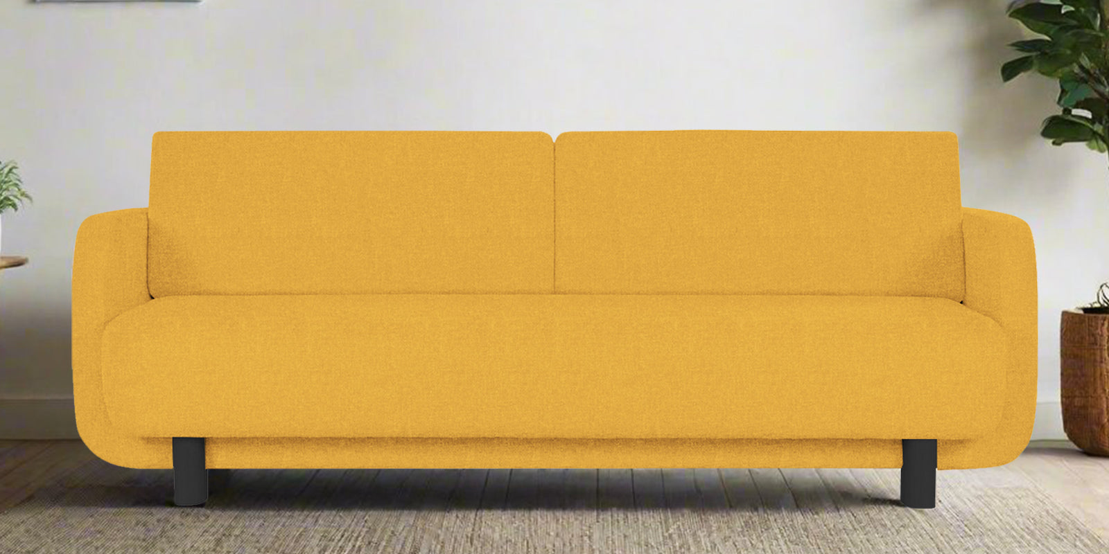 Amara Fabric 3 Seater Sofa In Bold Yellow Colour