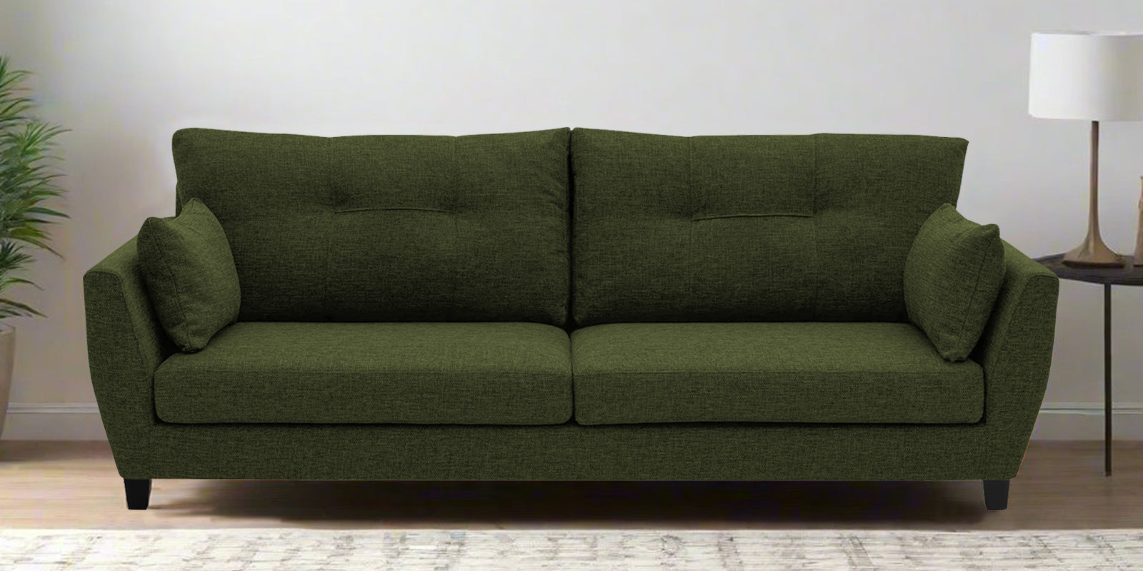 Mario Fabric 3 Seater Sofa in Olive Green Colour