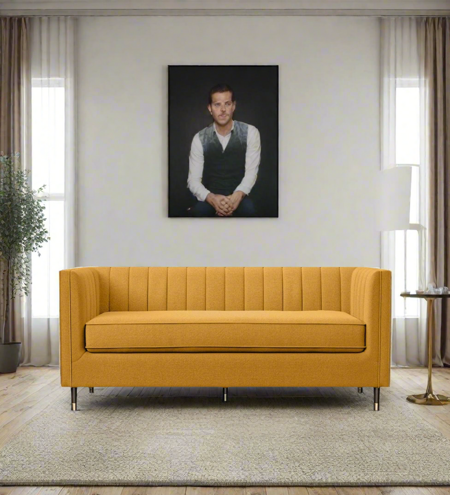 Tolly 3 Seater Fabric Sofa - Blush Yellow by Febonic Living