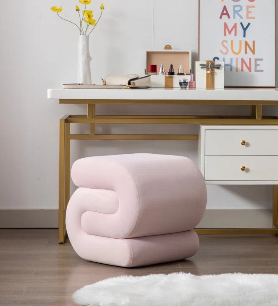 Moho Velvet Pouffe - Millennial Pink by Febonic Living