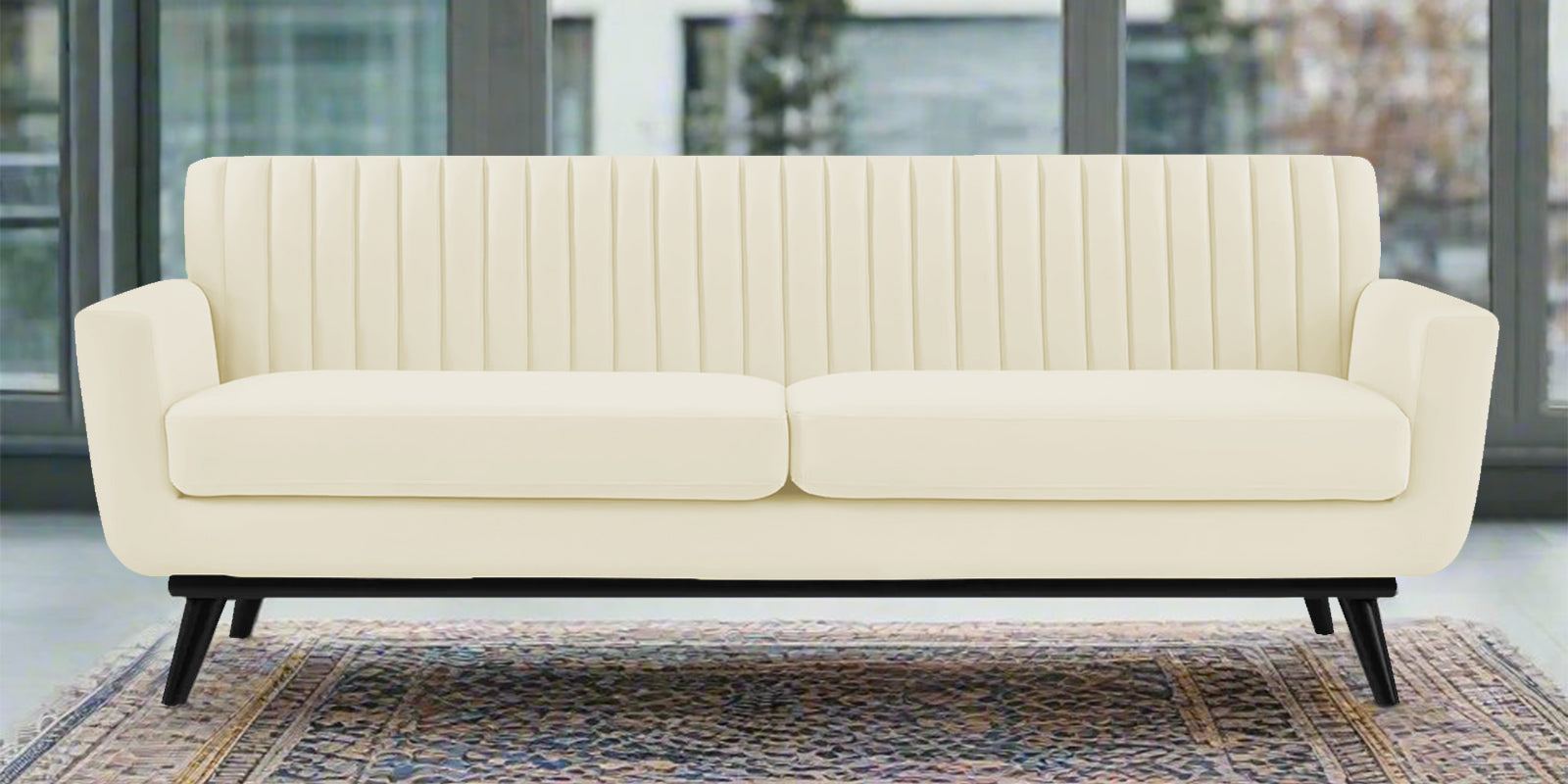 Tucker Velvet 3 Seater Sofa In Warm White Colour