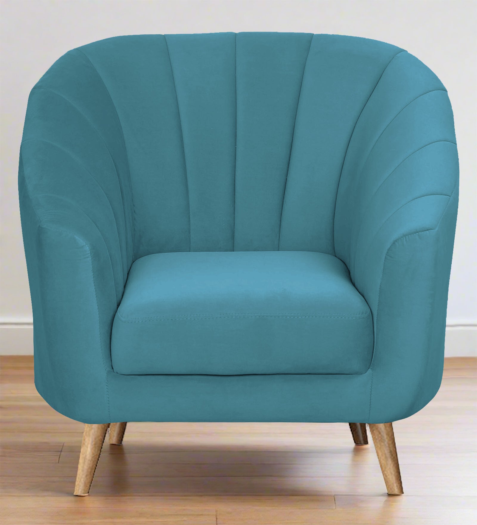 Nancy Velvet 1 Seater Sofa in Aqua Blue Colour