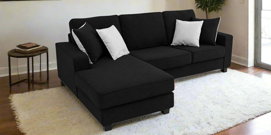 Ladybug Fabric Rhs Sectional Sofa 2 Lounger In Zed Black Colour - Febonic Living
