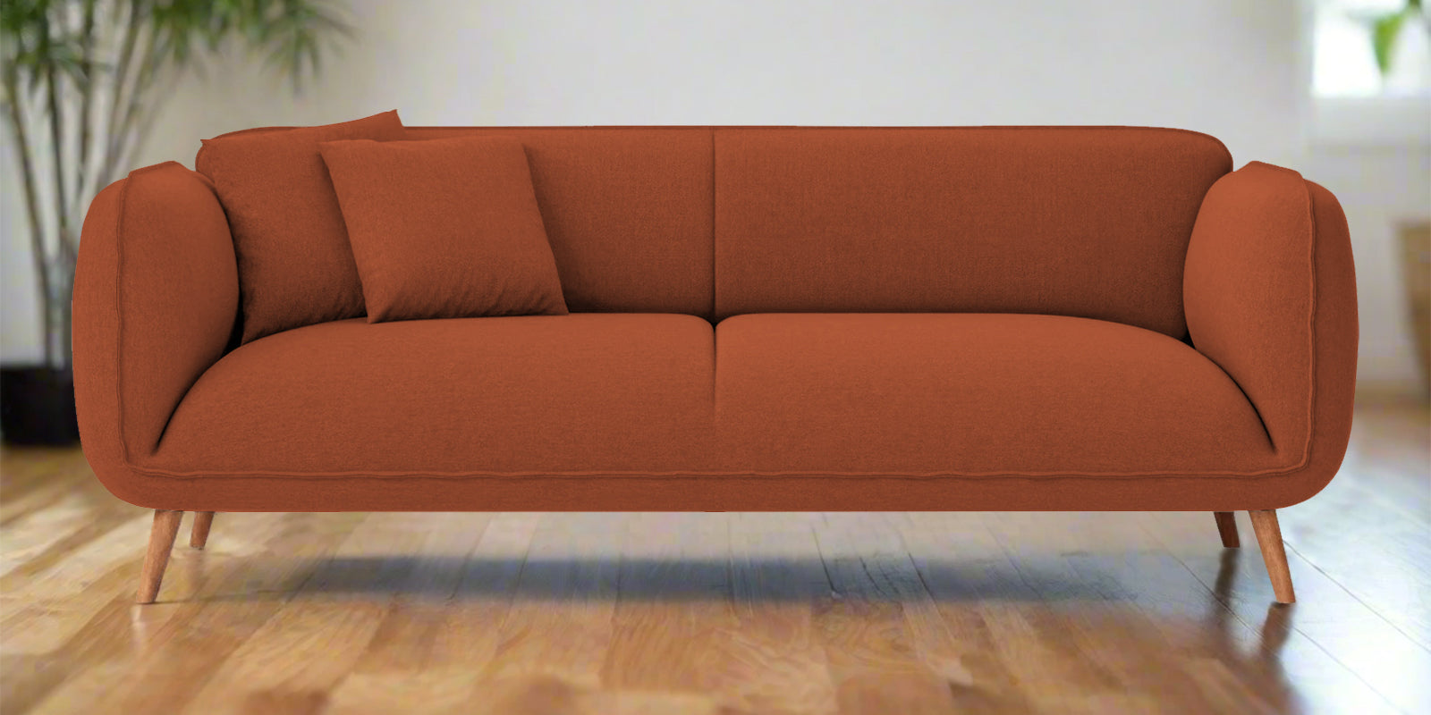 Zia Fabric 3 Seater Sofa In Royal Orange Colour