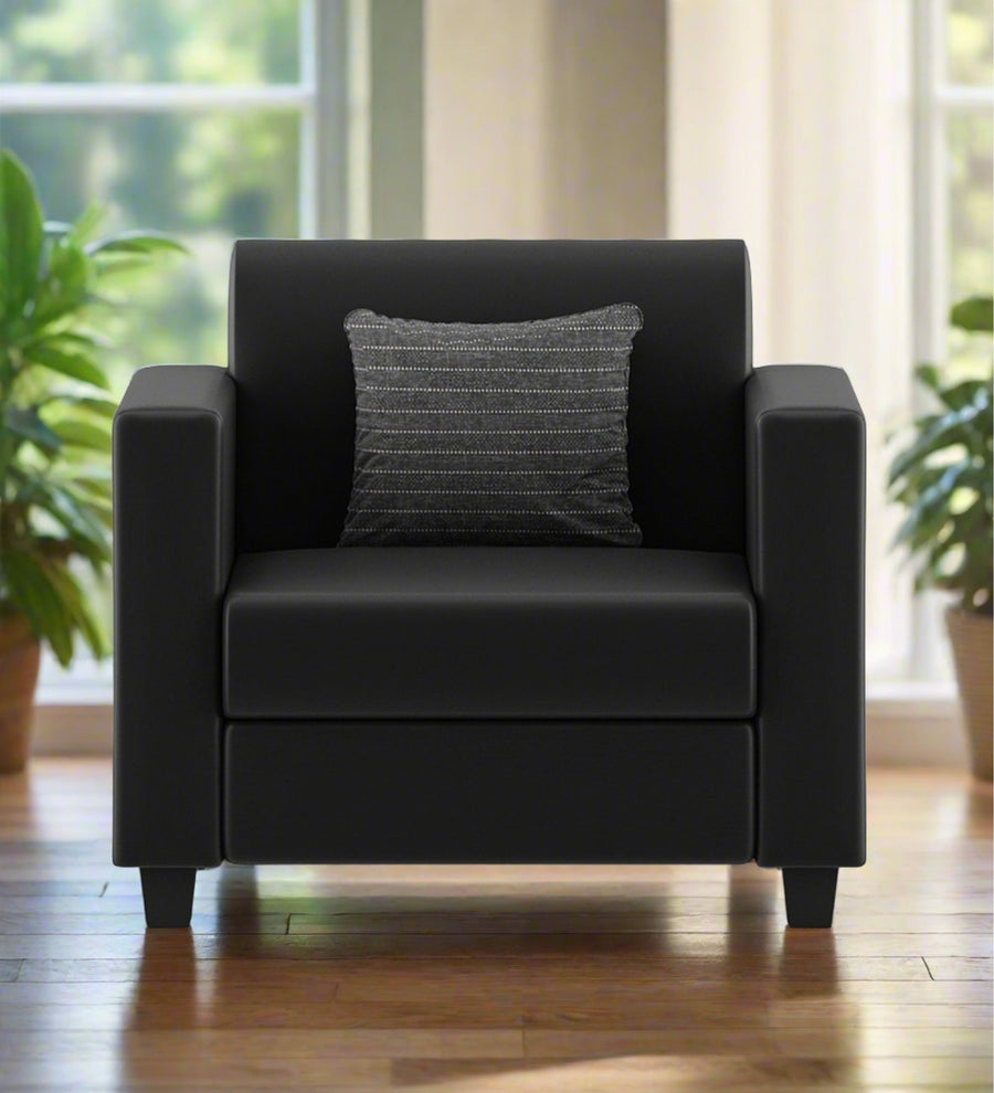 Baley  1 Seater Leatherette Sofa - Dark Black by Febonic Living