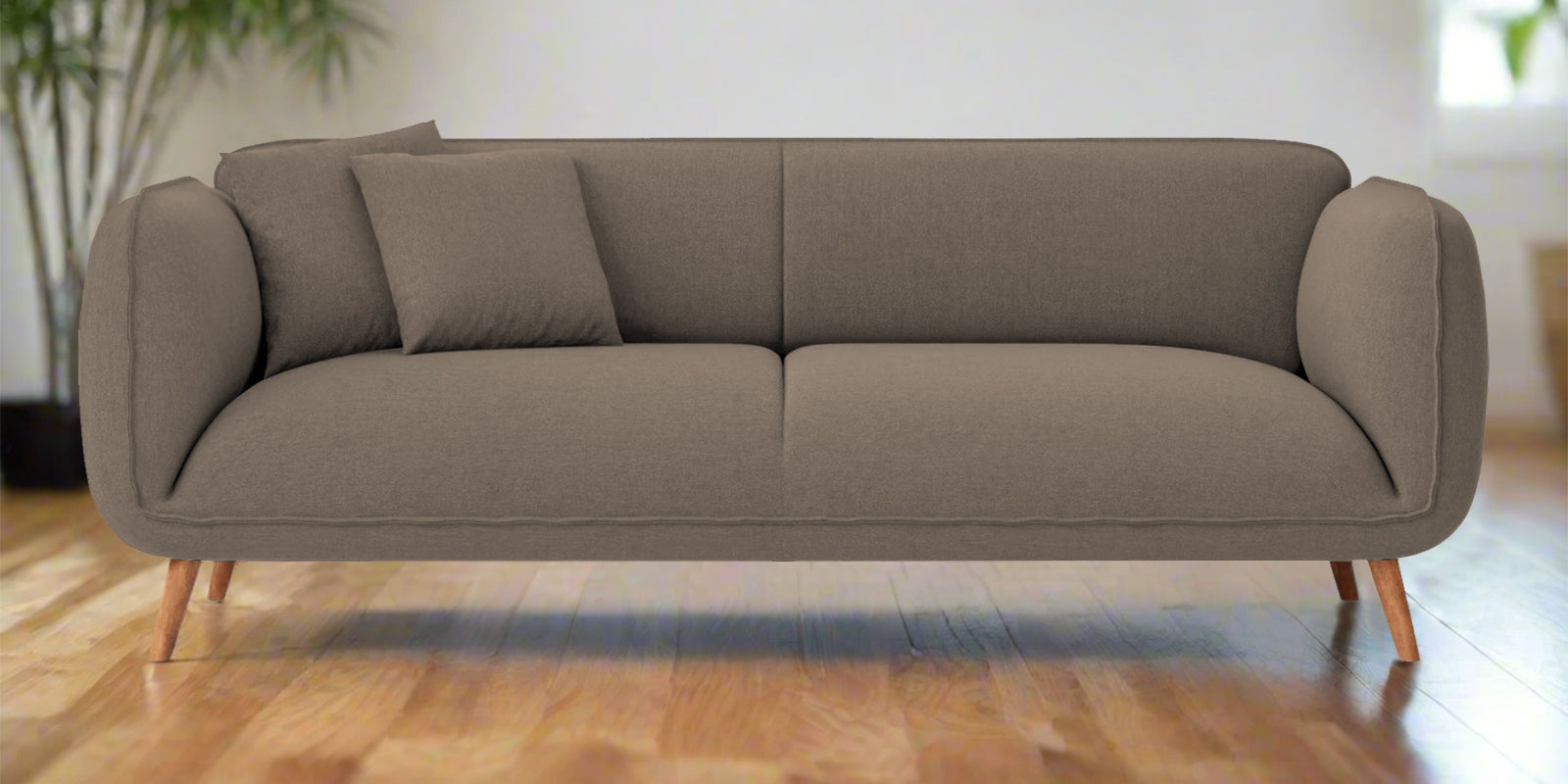 Zia Fabric 3 Seater Sofa In Hazel Beige Colour