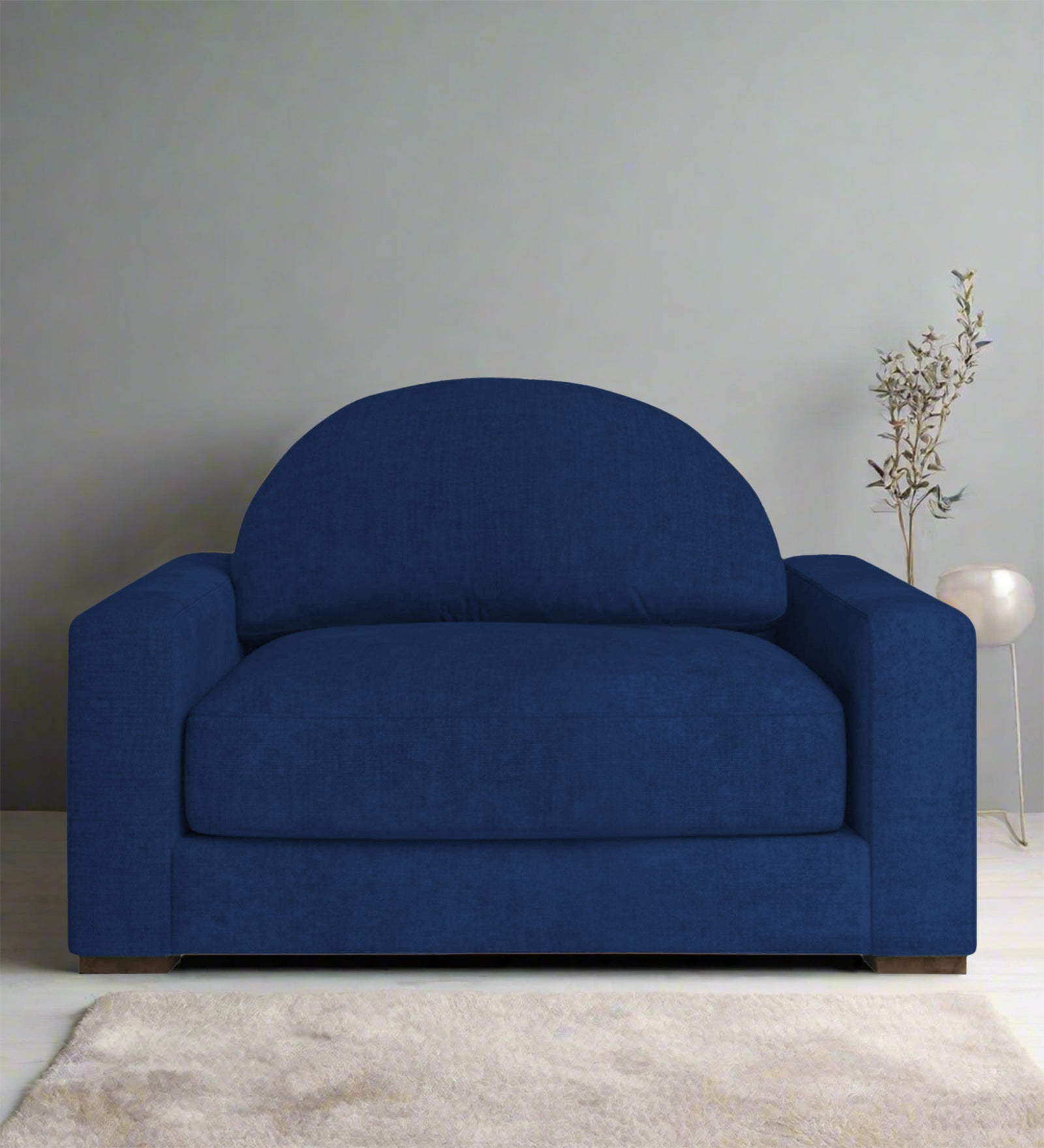 Adara Fabric 1 Seater Sofa In Royal Blue Colour