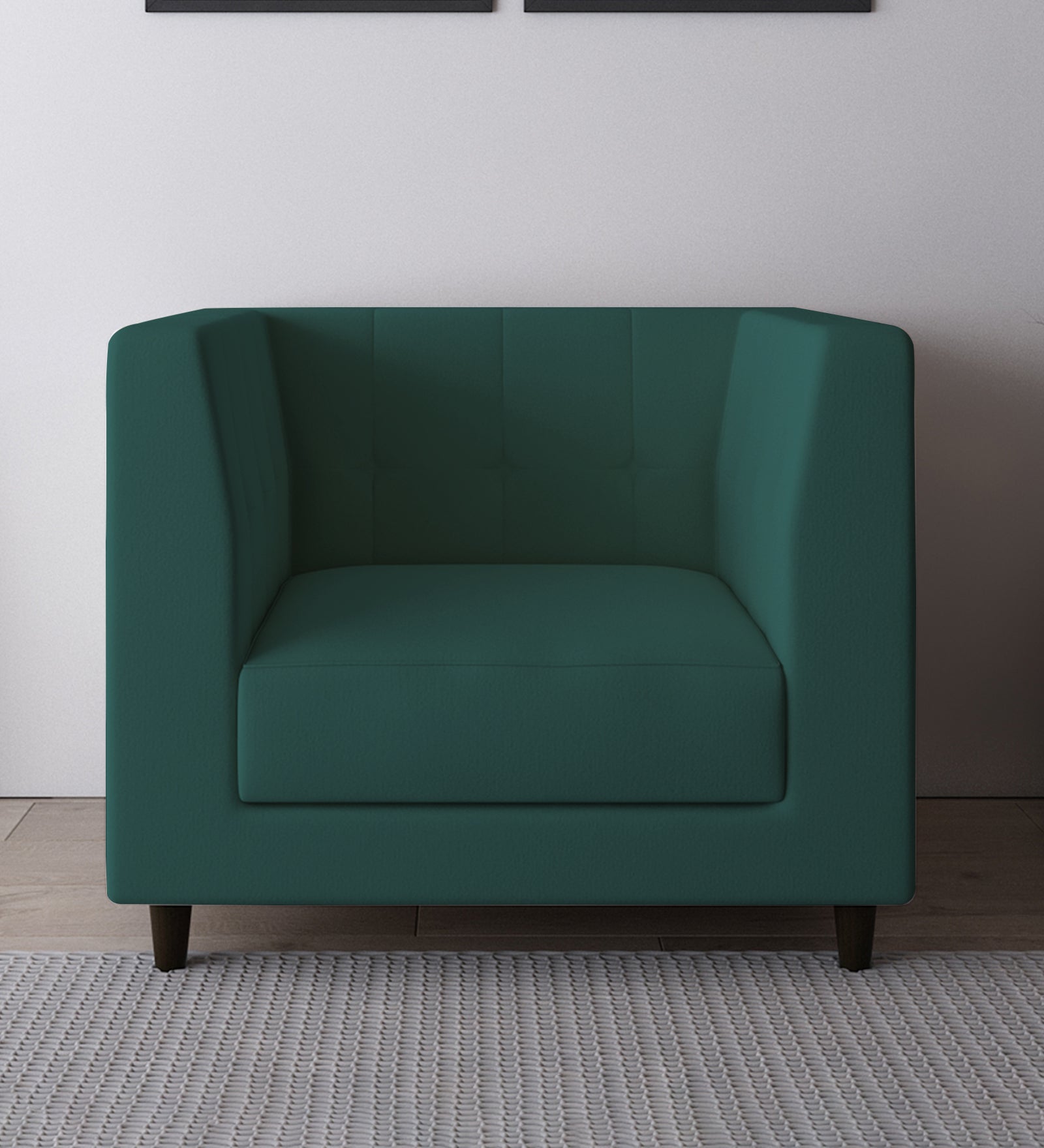 Braulia Velvet 1 Seater Sofa In Pine Green Colour