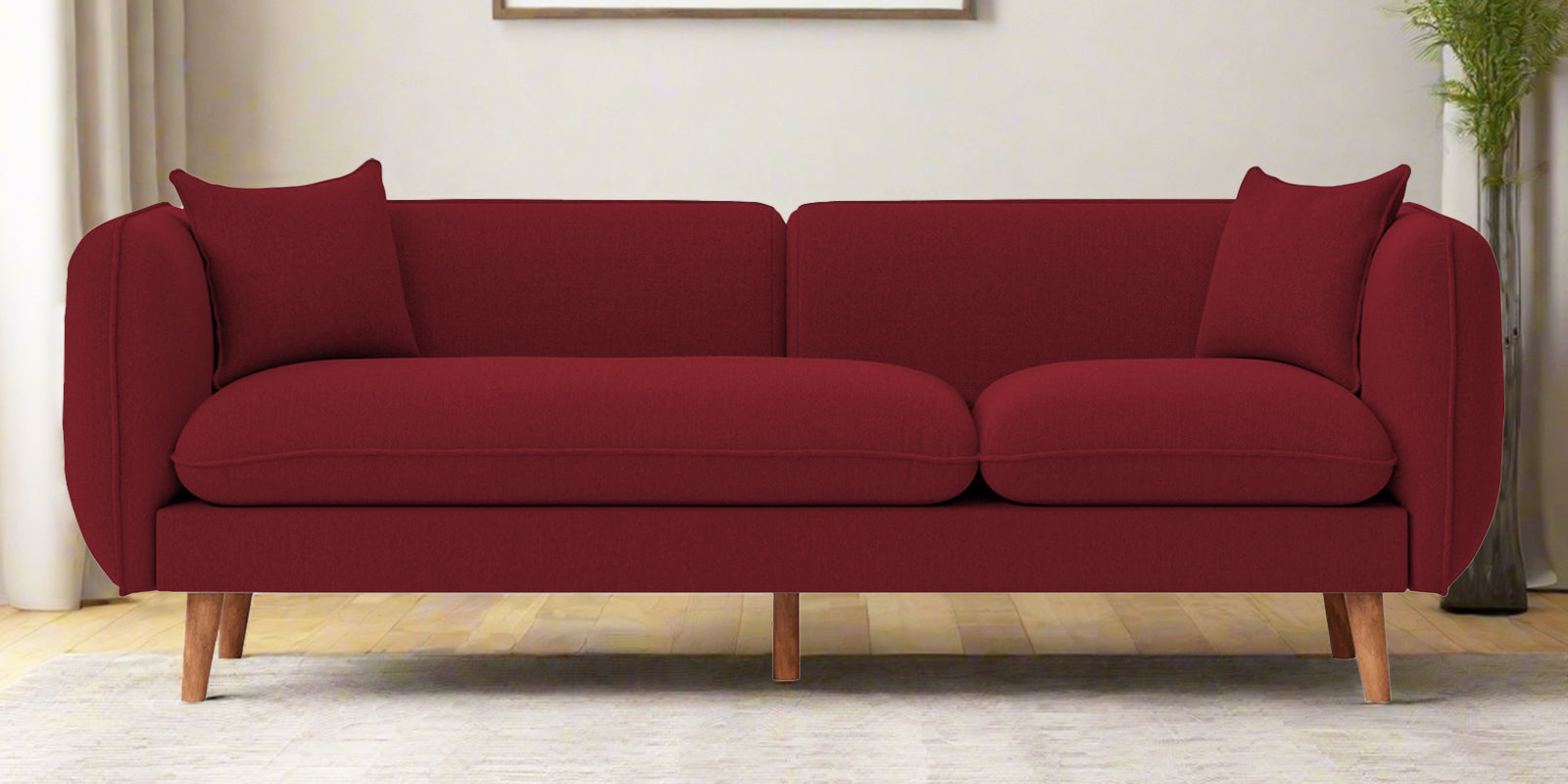 Reva Fabric 3 Seater Sofa In Chilli Red Colour - Febonic Living