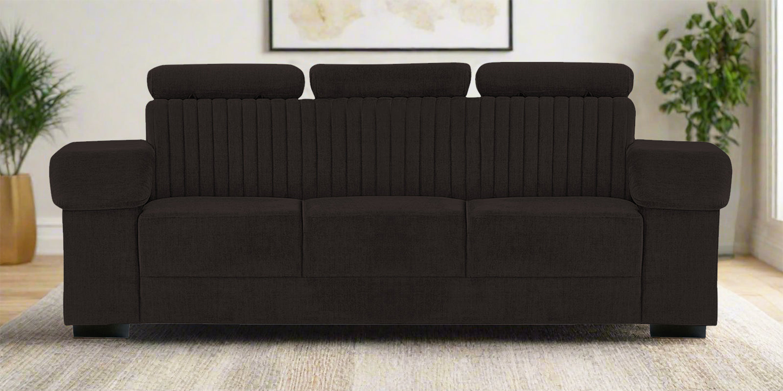 Draco Fabric 3 Seater Sofa In Cara Brown Colour - Febonic Living