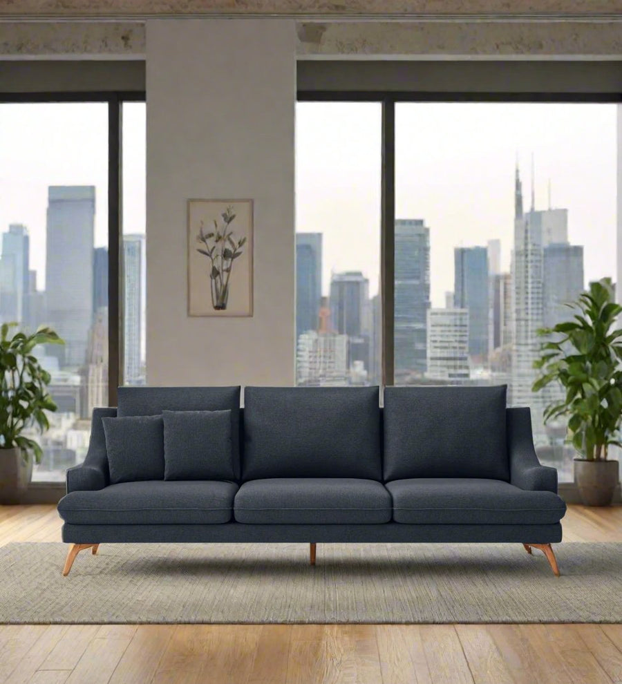 Savano 3 Seater Fabric Sofa - Denim Blue by Febonic Living