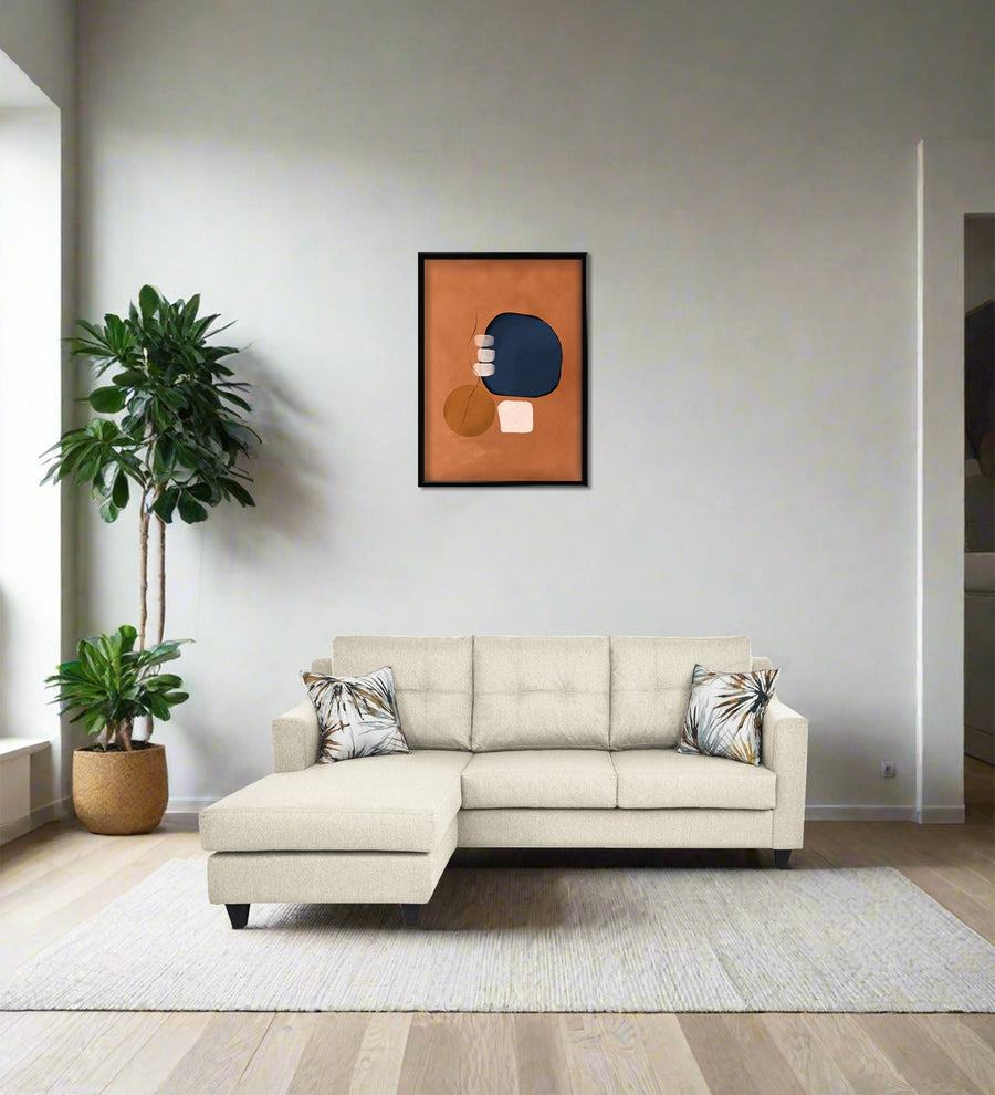 Welly  RHS  (2+Lounger) Fabric Sectional Sofa - Ivory Cream by Febonic Living