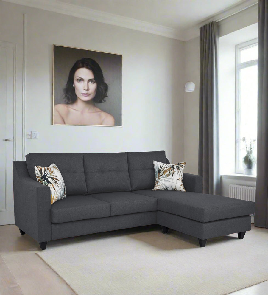 Welly  LHS  (2+Lounger) Fabric Sectional Sofa - Maba Grey by Febonic Living