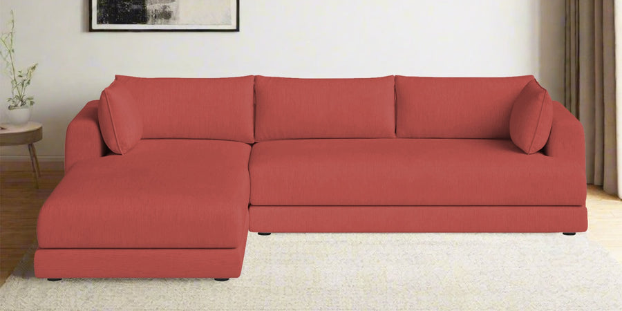 Ziggy Fabric Rhs Sectional Sofa 3 Lounger In Salmon Pink Colour - Febonic Living