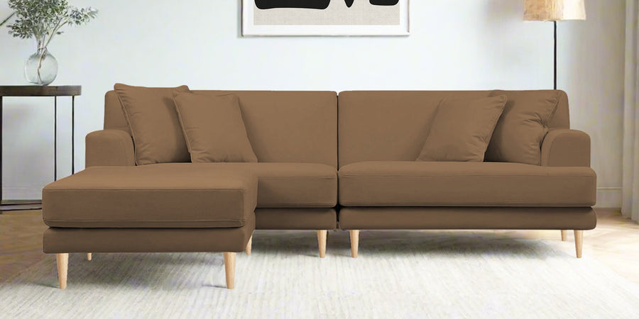 Woody Fabric Rhs Sectional Sofa 3 Lounger In Dusty Peach Colour - Febonic Living