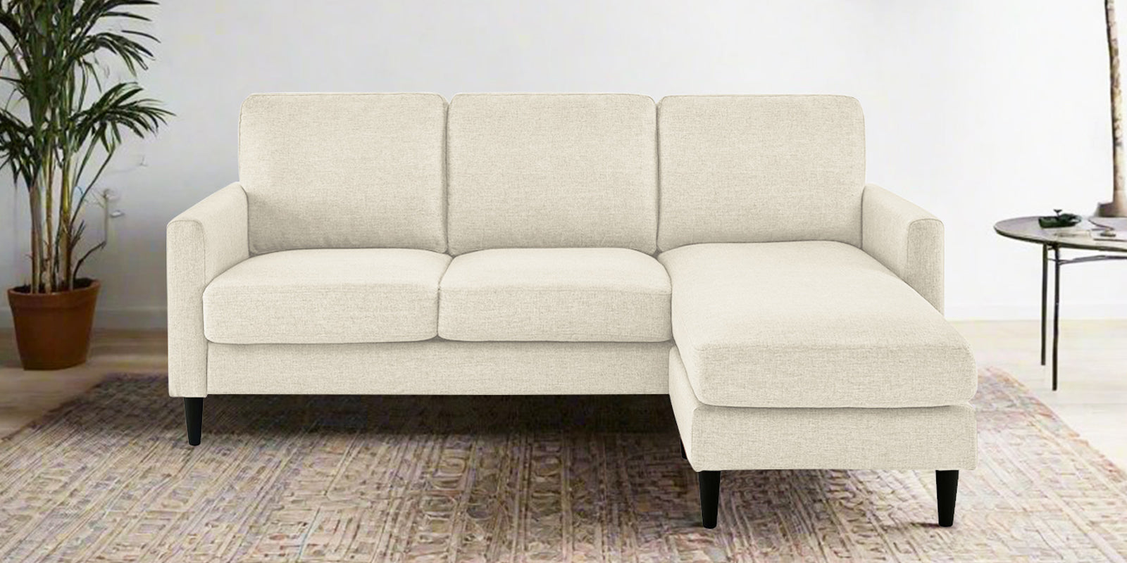 Romie Fabric LHS Sectional Sofa (2+Lounger) In Ivory Cream Colour - Febonic Living