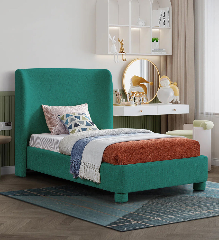 Lenny  Upholstered Fabric Single Size Bed - Sea Green by Febonic Living