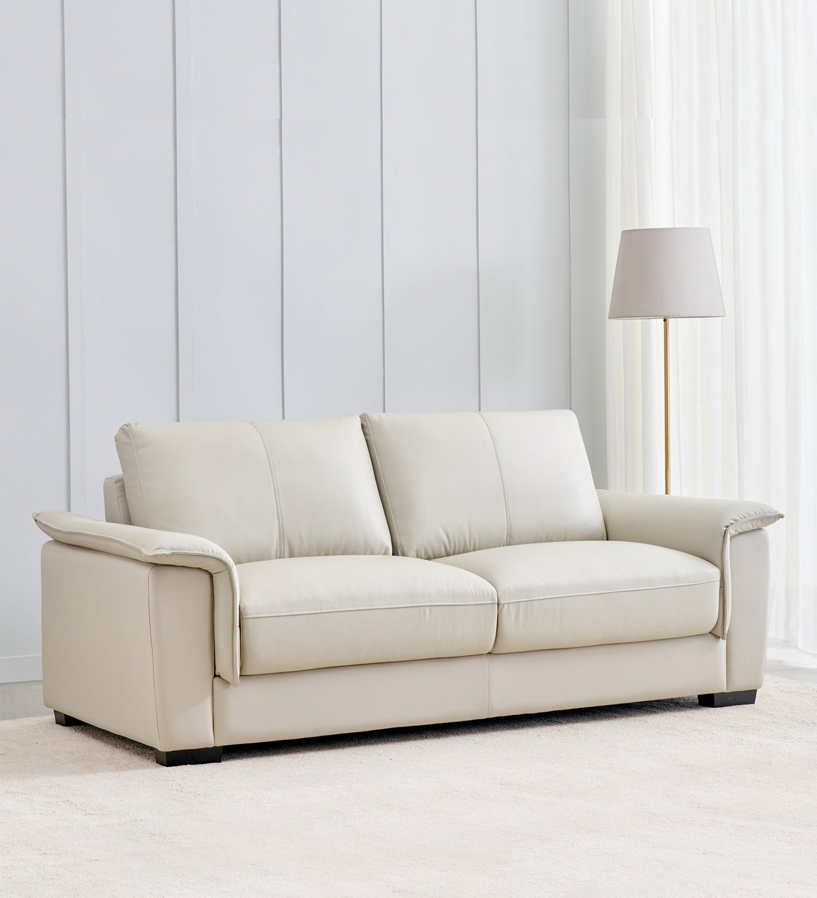 Magma Leather 3 Seater Sofa In Marble Beige Colour