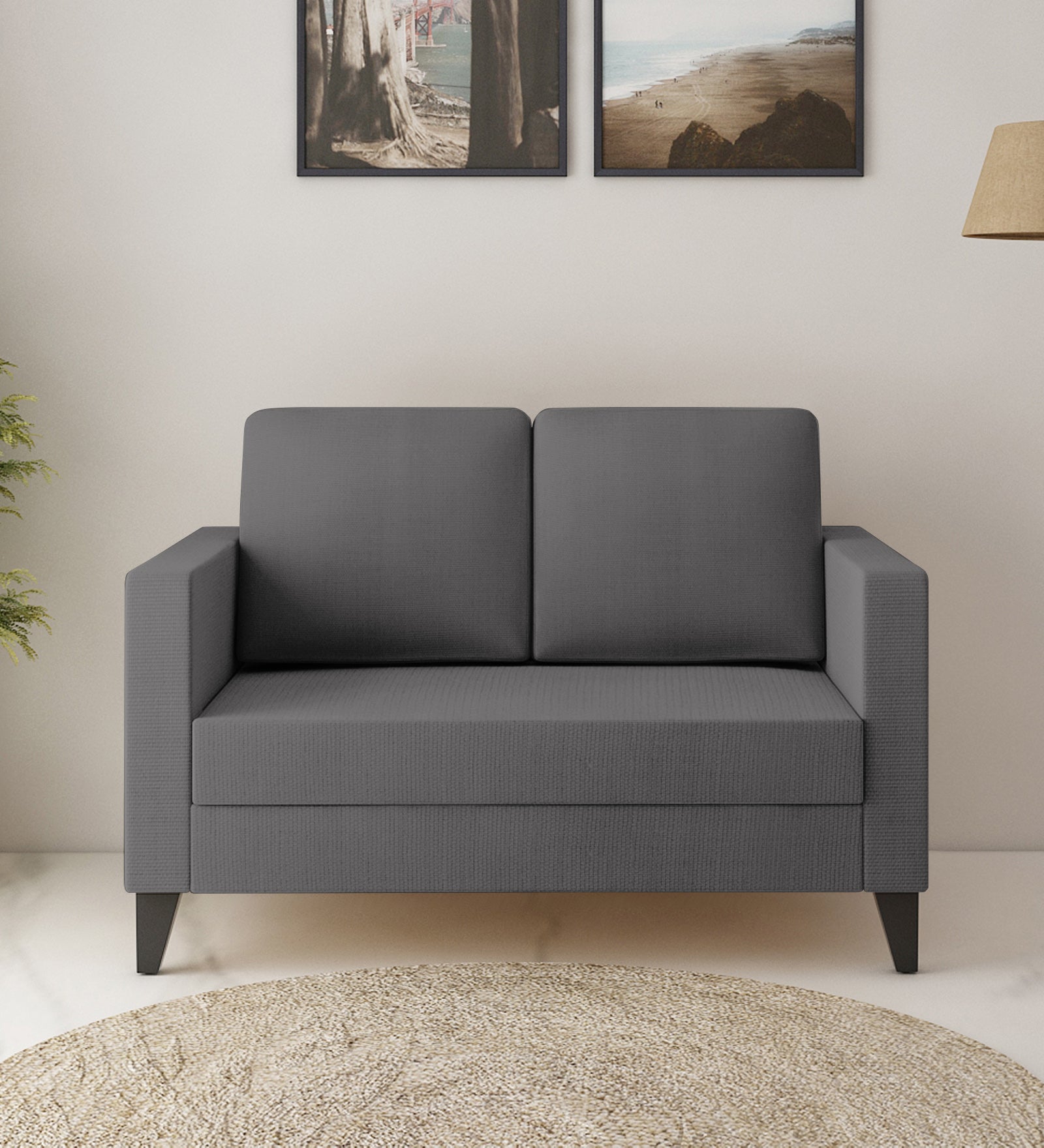 Nori Fabric 2 Seater Sofa In Sudo Grey Colour