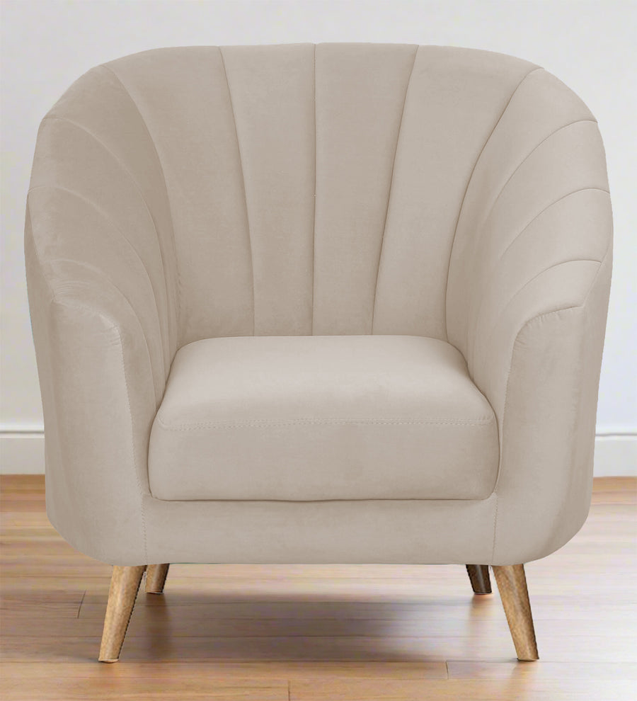 Kaylee  1 Seater Velvet Sofa - Cream Beige by Febonic Living