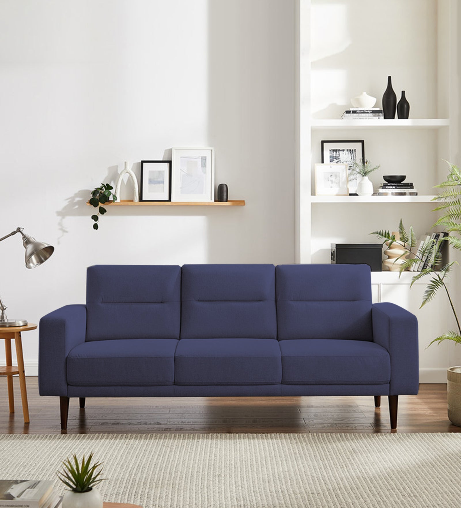 Harbel Fabric 3 Seater Sofa In Denim Blue Colour