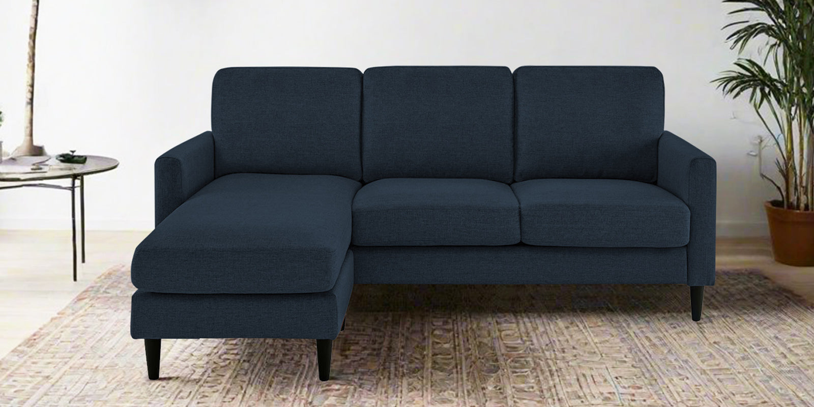 Romie Fabric RHS Sectional Sofa (2+Lounger) In Denim Blue Colour - Febonic Living