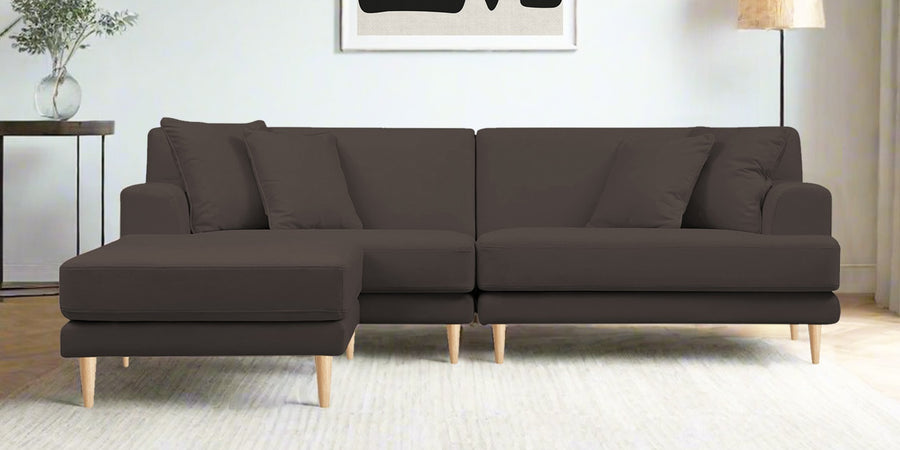 Woody Fabric Rhs Sectional Sofa 3 Lounger In Lito Brown Colour - Febonic Living