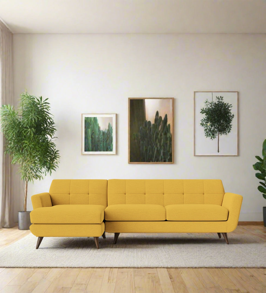 Jasmin  RHS  (3+Lounger) Fabric Sectional Sofa - Bold Yellow by Febonic Living