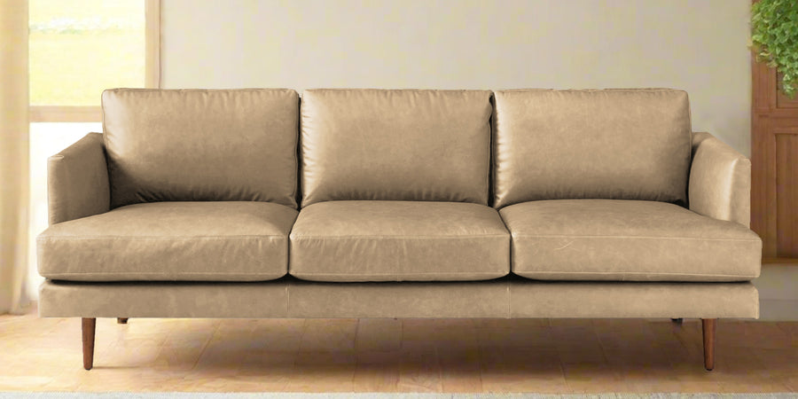 Sterio Leatherette 3 Seater Sofa In Corn Beige Colour - Febonic Living