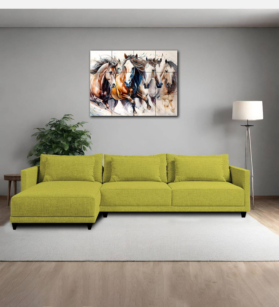 Kera  RHS  (3+Lounger) Fabric Sectional Sofa - Parrot Green by Febonic Living