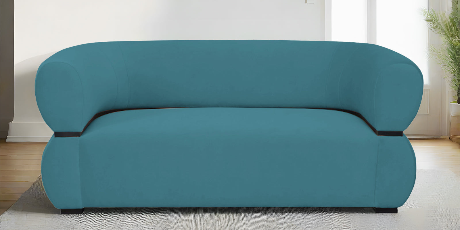 Kula Velvet 2 Seater Sofa In Aqua Blue Colour